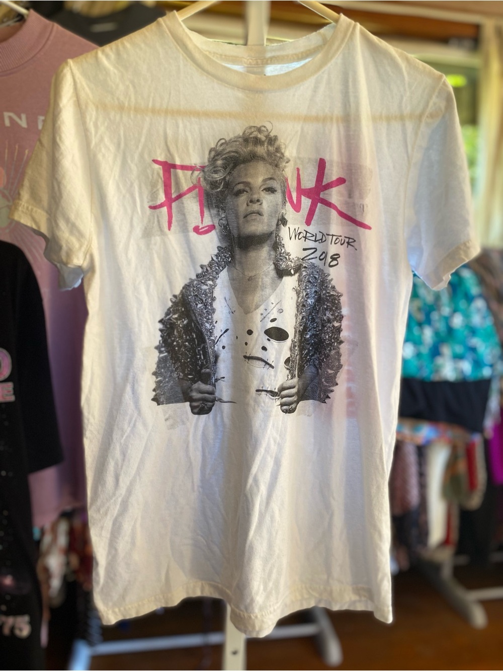Pink - 2018 Tour - Rocker - White Short-Sleeve Graphic Tee